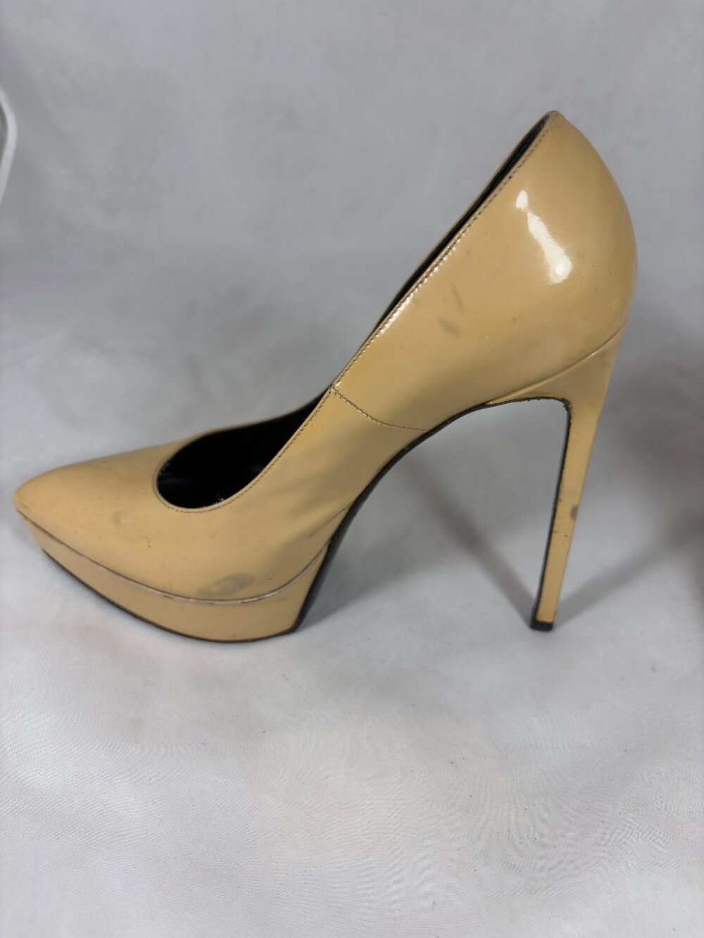 Saint Laurent Janis 105 Patent Leather Platform Pumps Nude REPAIR DYE PROJECT - Picture 11 of 13
